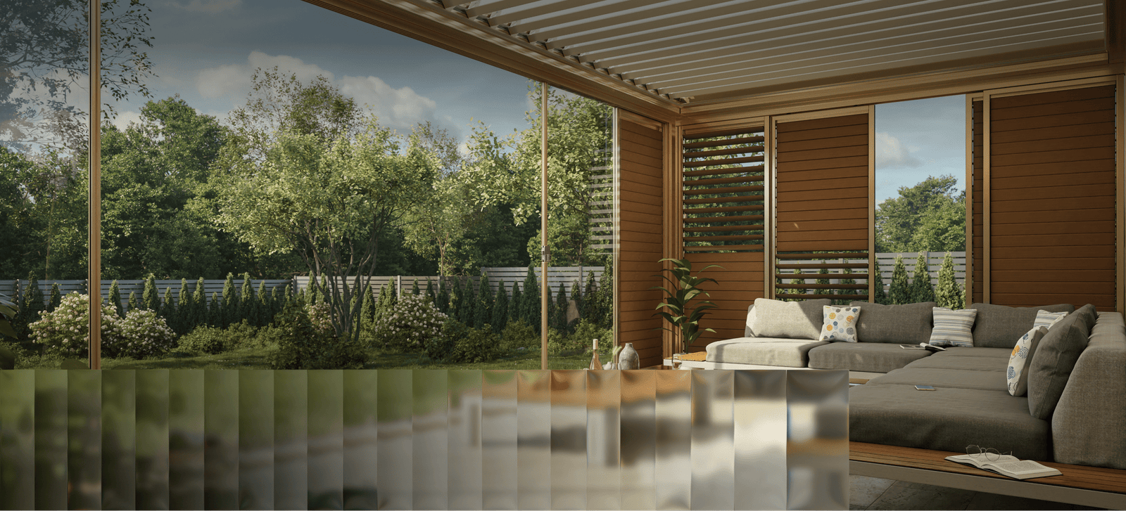 So könnte Ihre neue Terrassenüberdachung mit einem Lamellendach aussehen - VIL Bausysteme